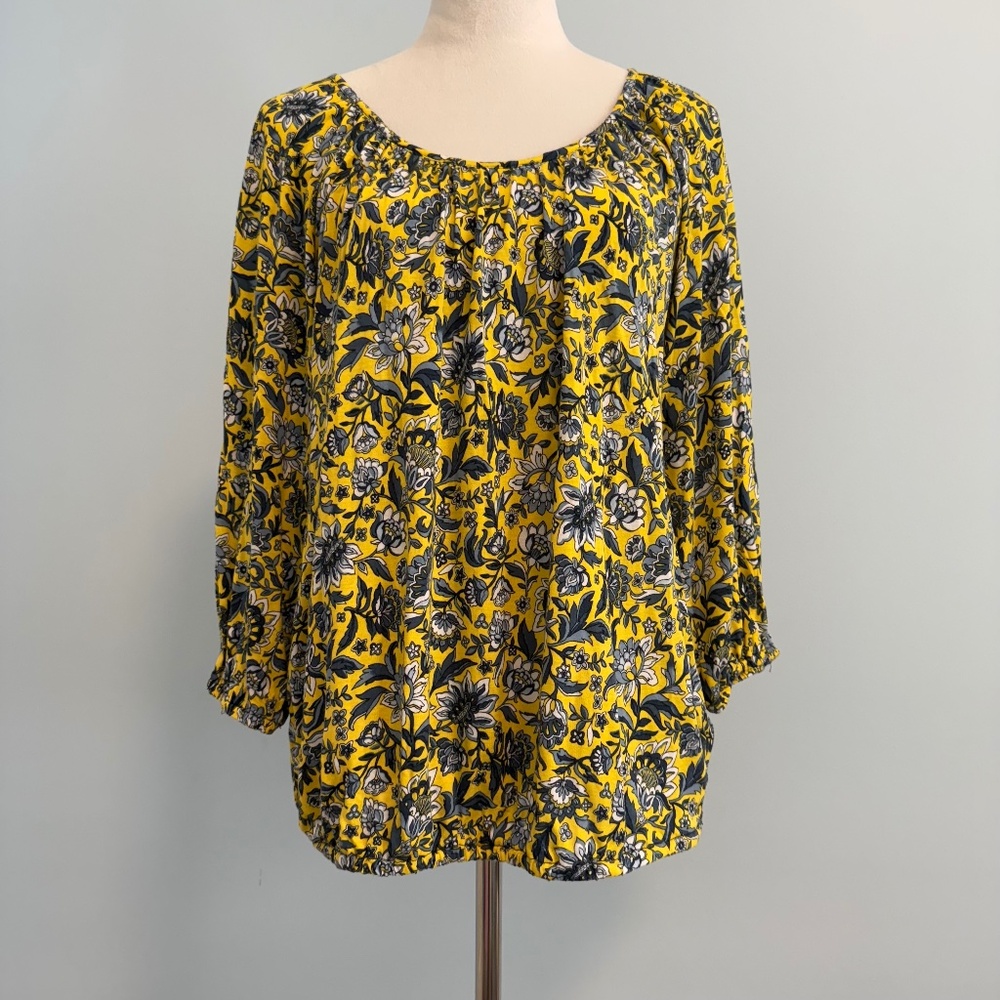 Michael Kors Women’s 3/4 Sleeve Bright Floral Elastic Hem Top Size M